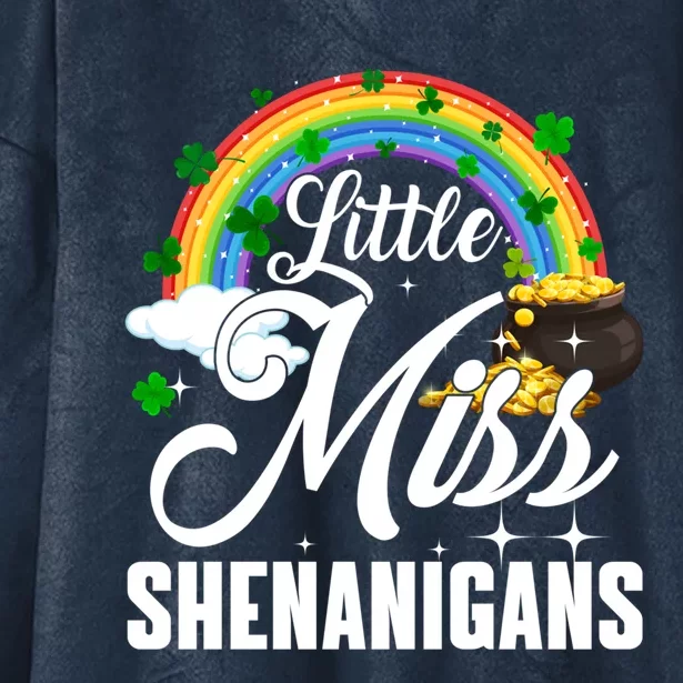 Little Miss Shenanigans Rainbow St Patricks Day Gift Hooded Wearable Blanket