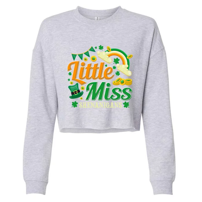 Little Miss Shenanigans And St Patricks Day Gift Cropped Pullover Crew