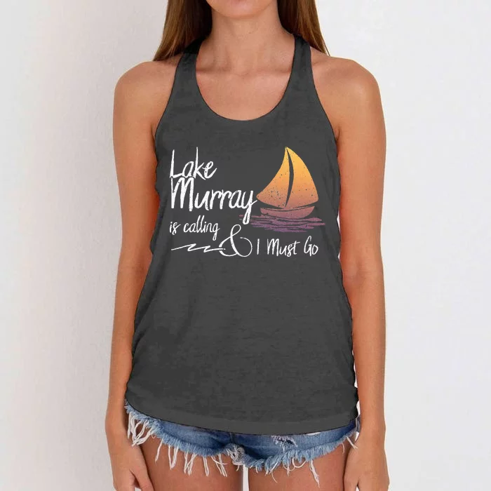 Lake Murray South Carolina Lake Is Calling Women's Knotted Racerback Tank