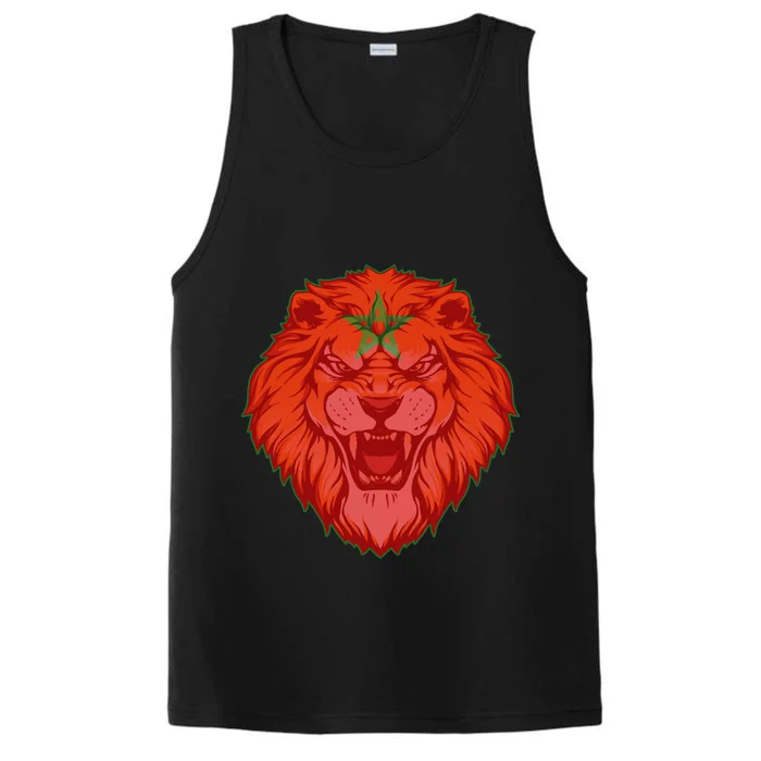 Lion Moroccan Soccer Supporter Morocco Flag Soccer Lover Gift Performance Tank