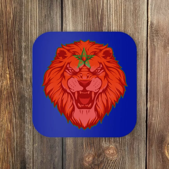 Lion Moroccan Soccer Supporter Morocco Flag Soccer Lover Gift Coaster