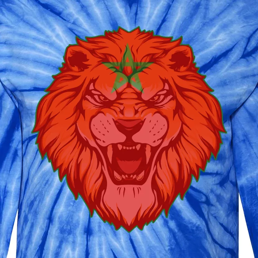 Lion Moroccan Soccer Supporter Morocco Flag Soccer Lover Gift Tie-Dye Long Sleeve Shirt