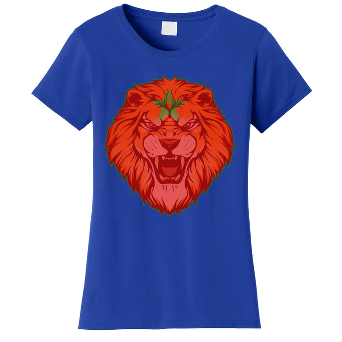 Lion Moroccan Soccer Supporter Morocco Flag Soccer Lover Gift Women's T-Shirt