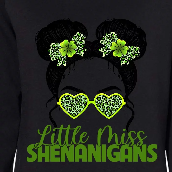 Little Miss Shenanigans Irish Leopard Messy Bun Sunglasses Gift Womens California Wash Sweatshirt