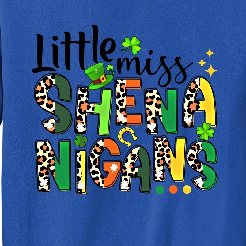 Little Miss Shenanigans Leopard Shamrock St Patrick's Day Gift Tall Sweatshirt