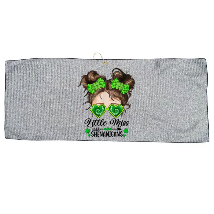 Little Miss Shenanigans St Patricks Day Messy Bun Tie Dye Large Microfiber Waffle Golf Towel