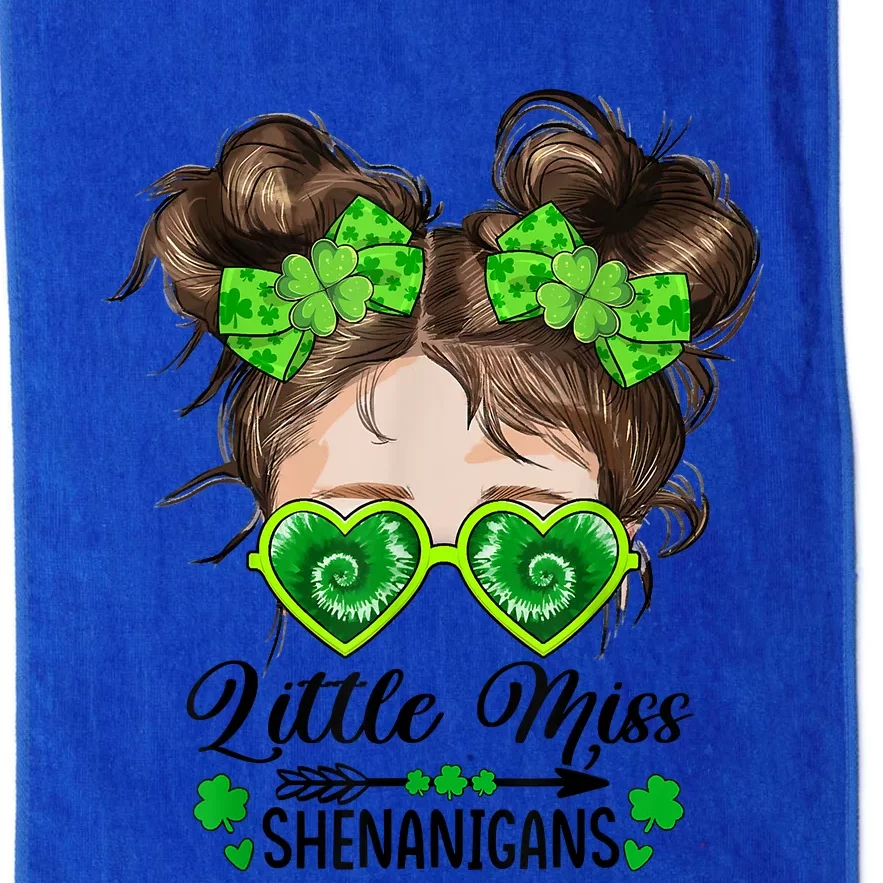 Little Miss Shenanigans St Patricks Day Messy Bun Tie Dye Platinum Collection Golf Towel