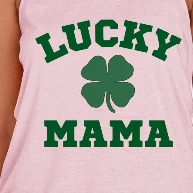 Lucky Mama St Patrick's Day Mom Gift Women's Knotted Racerback Tank