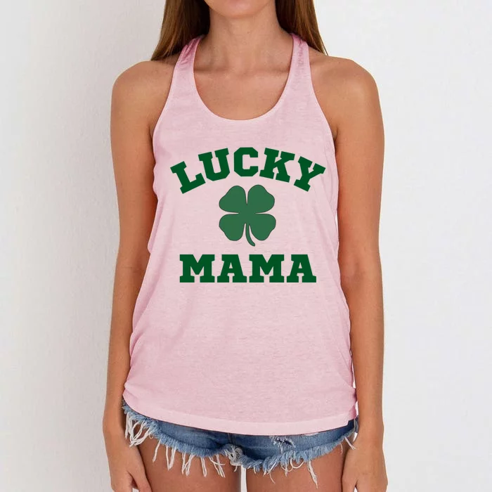 Lucky Mama St Patrick's Day Mom Gift Women's Knotted Racerback Tank