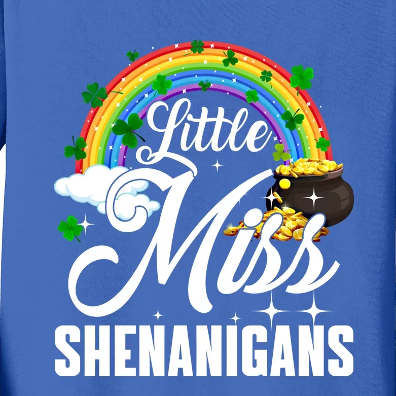 Little Miss Shenanigans Rainbow St Patricks Day Meaningful Gift Kids Long Sleeve Shirt