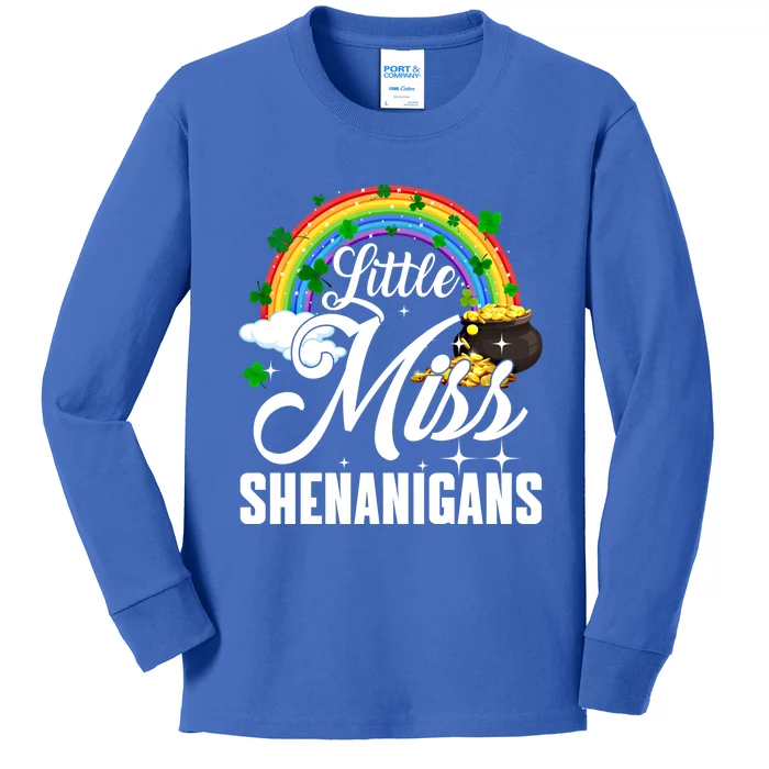 Little Miss Shenanigans Rainbow St Patricks Day Meaningful Gift Kids Long Sleeve Shirt