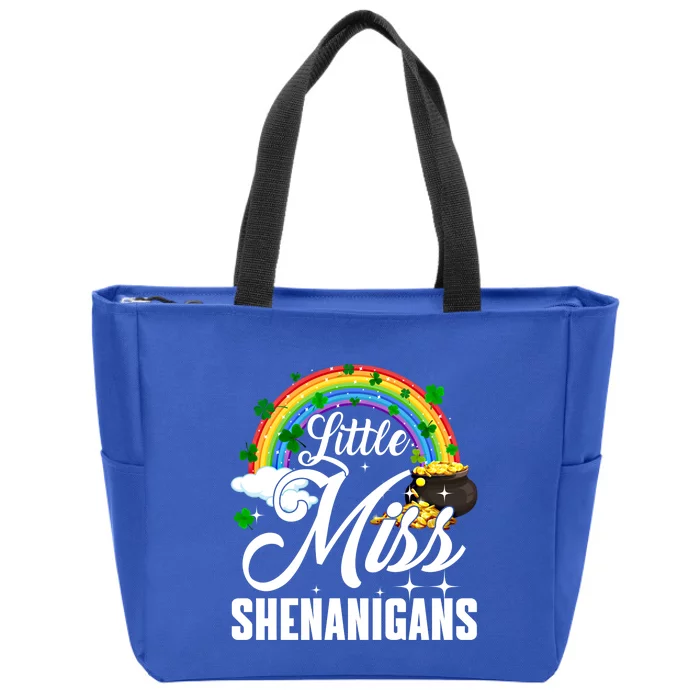 Little Miss Shenanigans Rainbow St Patricks Day Meaningful Gift Zip Tote Bag