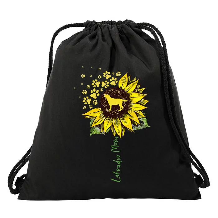 Labrador Mom Sunflower Labrador Retriever Gifts Dog Mom Mama Drawstring Bag