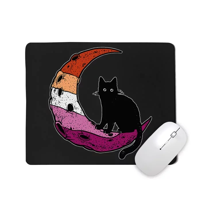 Lesbian Moon Space Cat Pride Flag LGBT Subtle Gay Sapphic Mousepad