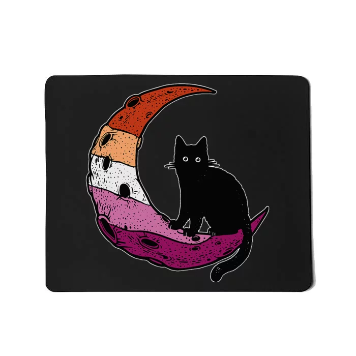 Lesbian Moon Space Cat Pride Flag LGBT Subtle Gay Sapphic Mousepad