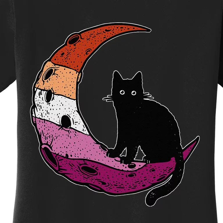 Lesbian Moon Space Cat Pride Flag LGBT Subtle Gay Sapphic Women's T-Shirt