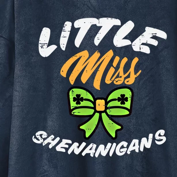 Little Miss Shenanigans St Patricks Day Gift Hooded Wearable Blanket