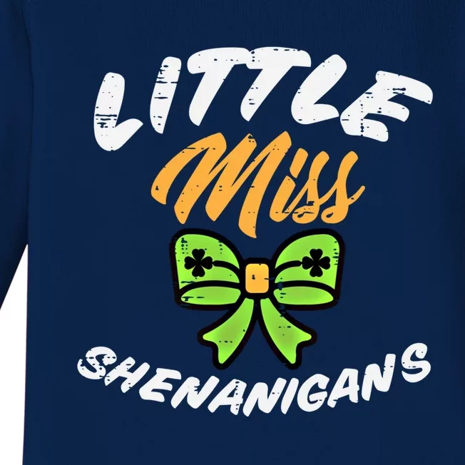 Little Miss Shenanigans St Patricks Day Gift Baby Long Sleeve Bodysuit