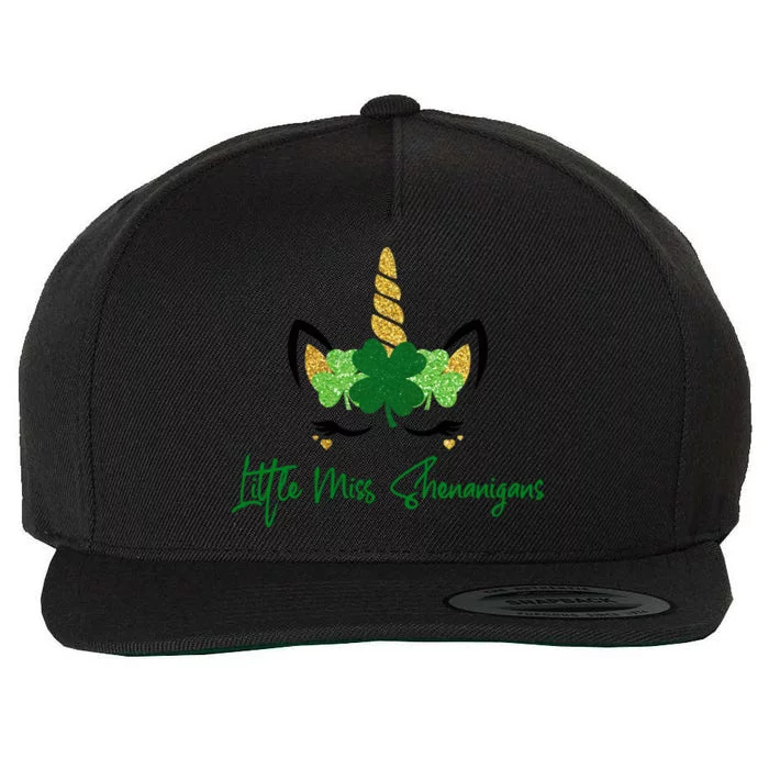 Little Miss Shenanigans Unicorn St Patrick's Day Great Gift Wool Snapback Cap