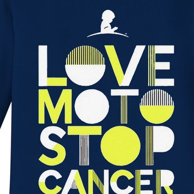 Love Moto Stop Cancer Baby Long Sleeve Bodysuit