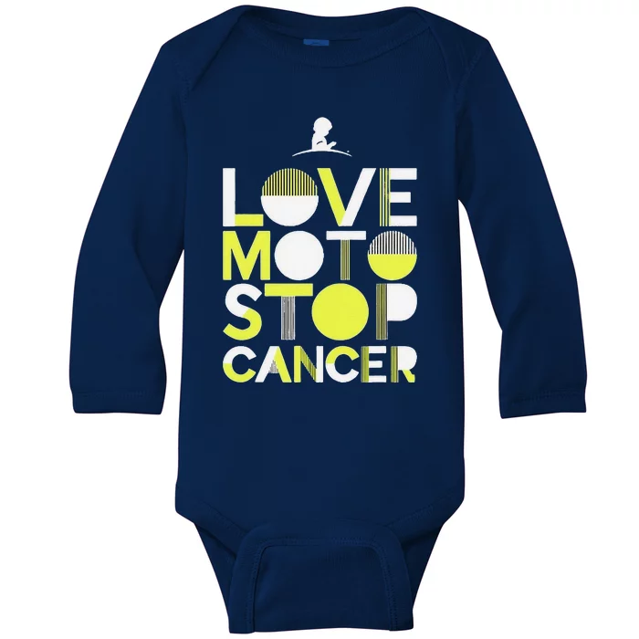 Love Moto Stop Cancer Baby Long Sleeve Bodysuit