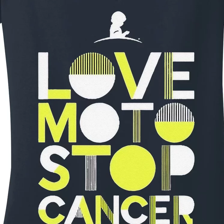 Love Moto Stop Cancer Women's V-Neck T-Shirt