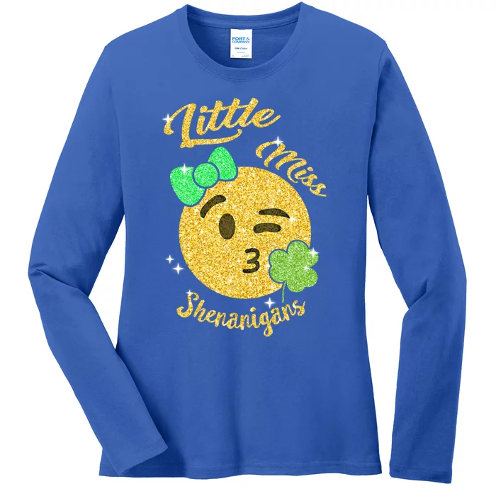 Little Miss Shenanigans St Patricks Irish Shamrock Great Gift Ladies Long Sleeve Shirt