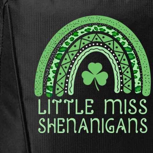 Little Miss Shenanigans St Patrick's Day Clover Rainbow Gift City Backpack