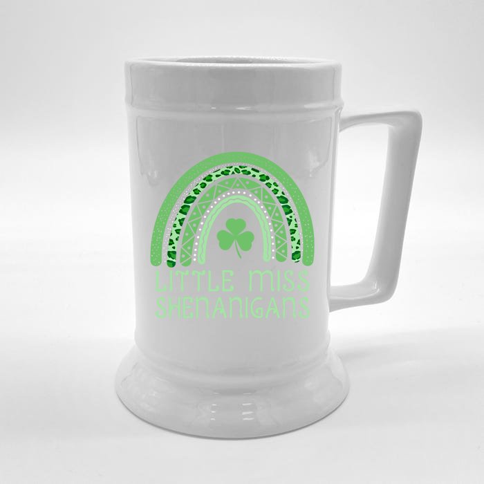 Little Miss Shenanigans St Patrick's Day Clover Rainbow Gift Front & Back Beer Stein