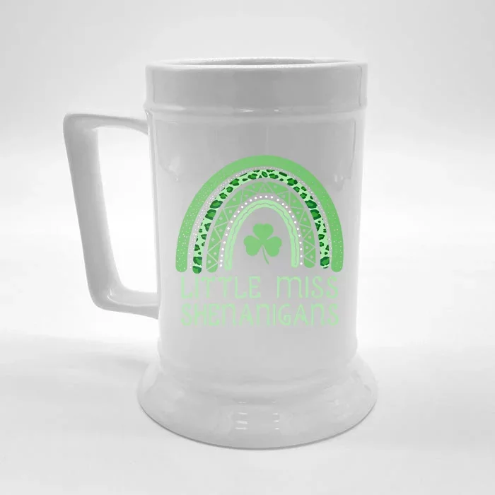 Little Miss Shenanigans St Patrick's Day Clover Rainbow Gift Front & Back Beer Stein