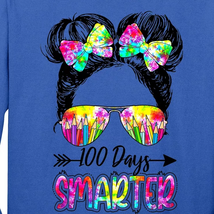 Little Miss Smarter 100 Days Of School Teacher Student Gift Tall Long Sleeve T-Shirt