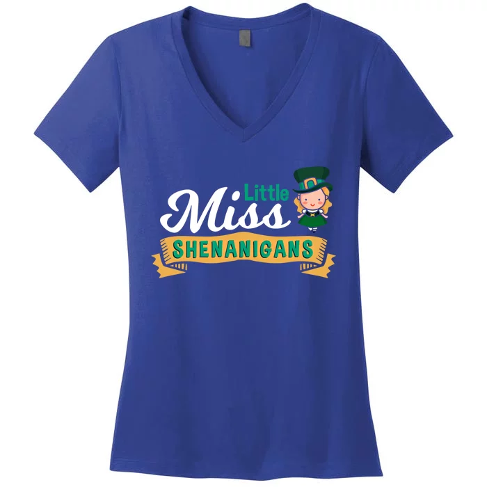 Little Miss Shenanigans St Patrick's Design Gift Women's V-Neck T-Shirt