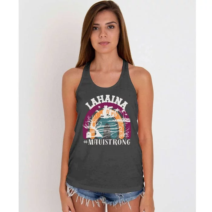 Lahaina Maui Strong Lahaina Banyan Tree Maui Hawaii Shoreline Women's Knotted Racerback Tank