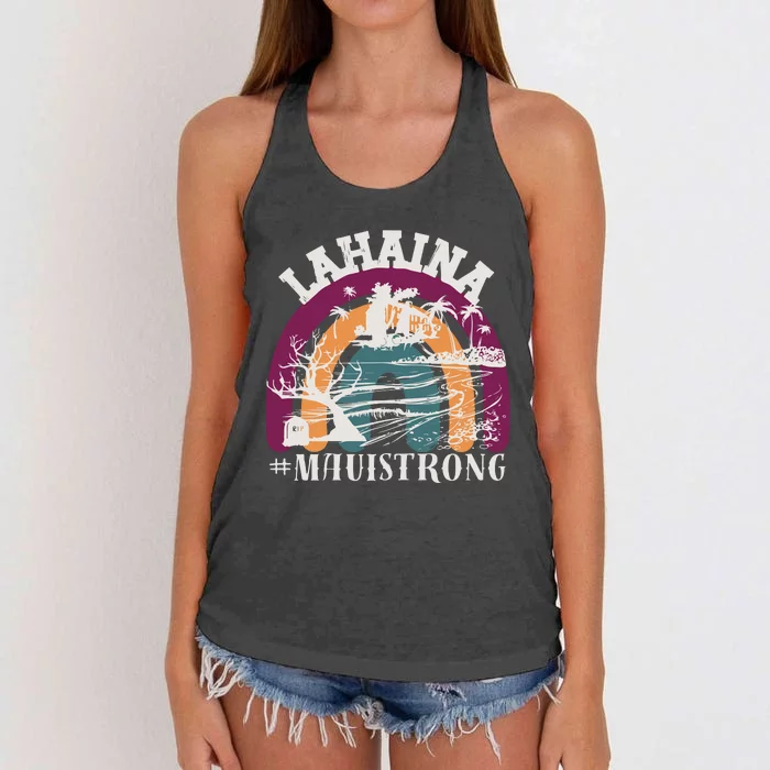 Lahaina Maui Strong Lahaina Banyan Tree Maui Hawaii Shoreline Women's Knotted Racerback Tank