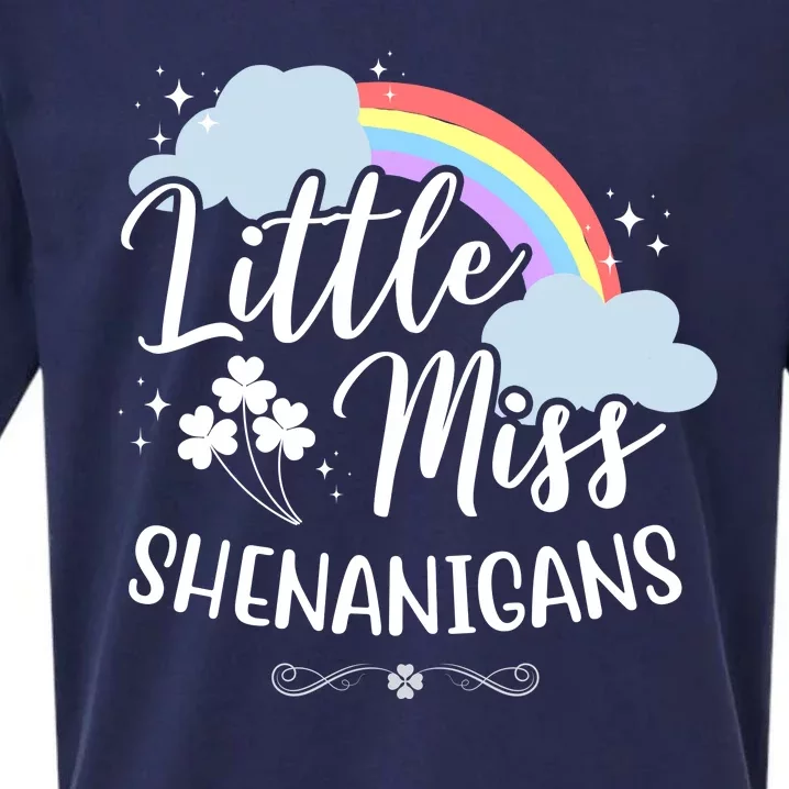 Little Miss Shenanigans St Patrick's Day Rainbow Sueded Cloud Jersey T-Shirt