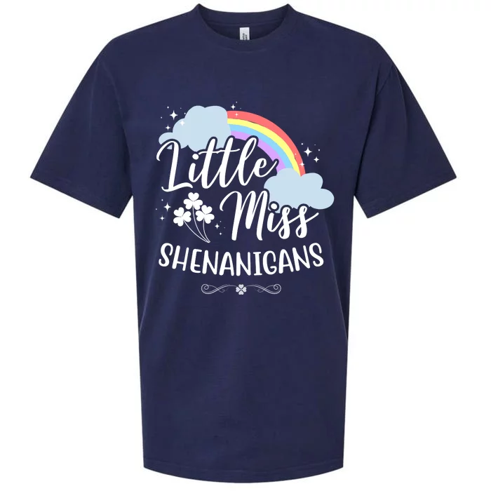 Little Miss Shenanigans St Patrick's Day Rainbow Sueded Cloud Jersey T-Shirt