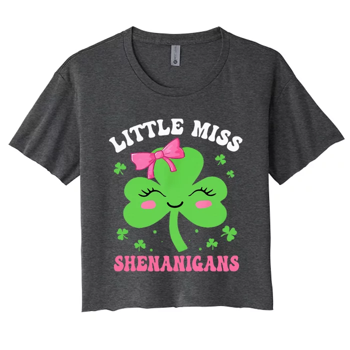 Little Miss Shenanigans St Patricks Day Women's Crop Top Tee