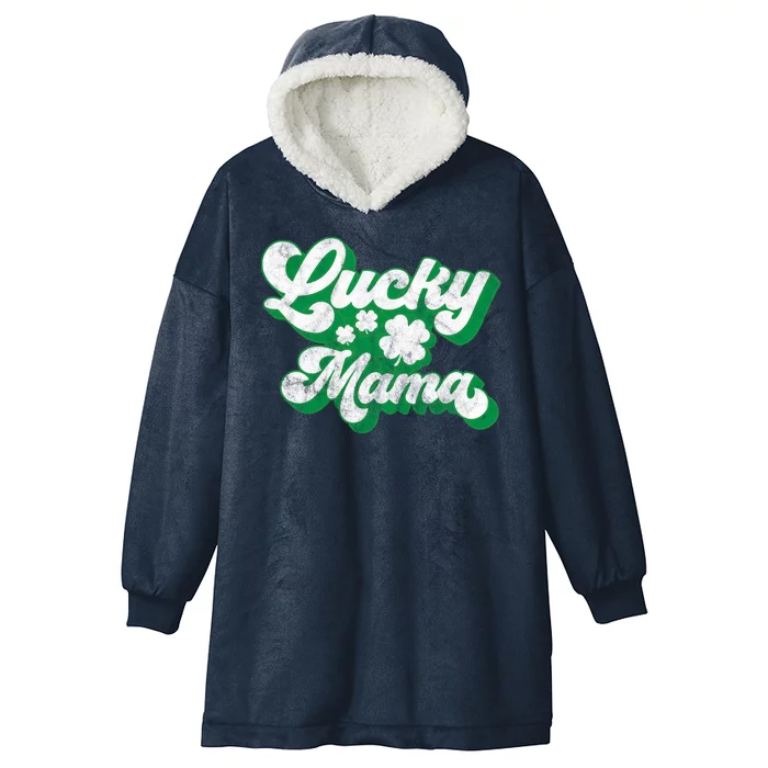 Lucky Mama St Patricks Day Gift Vintage Hooded Wearable Blanket