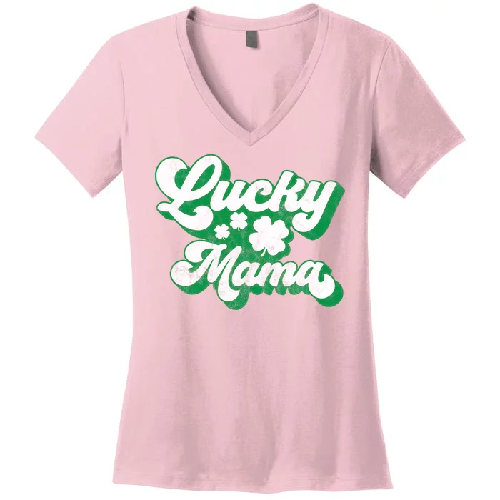 Lucky Mama St Patricks Day Gift Vintage Women's V-Neck T-Shirt