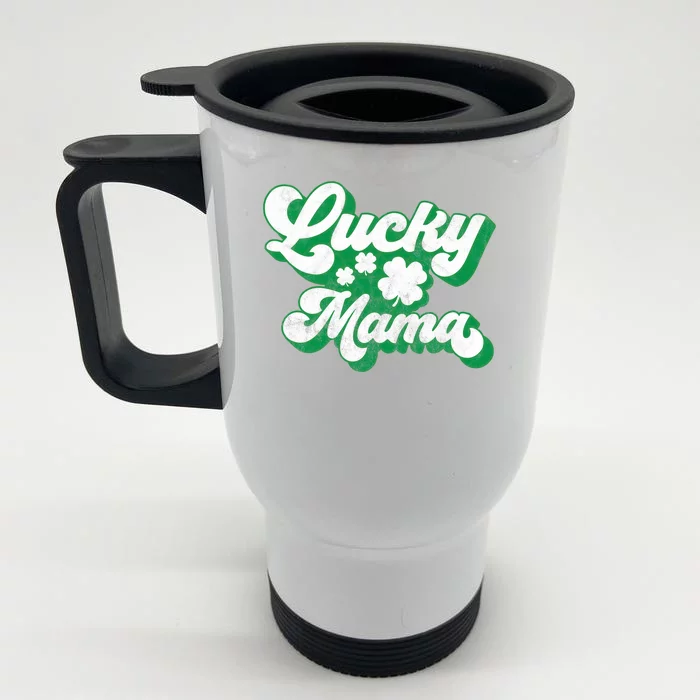 Lucky Mama St Patricks Day Gift Vintage Front & Back Stainless Steel Travel Mug