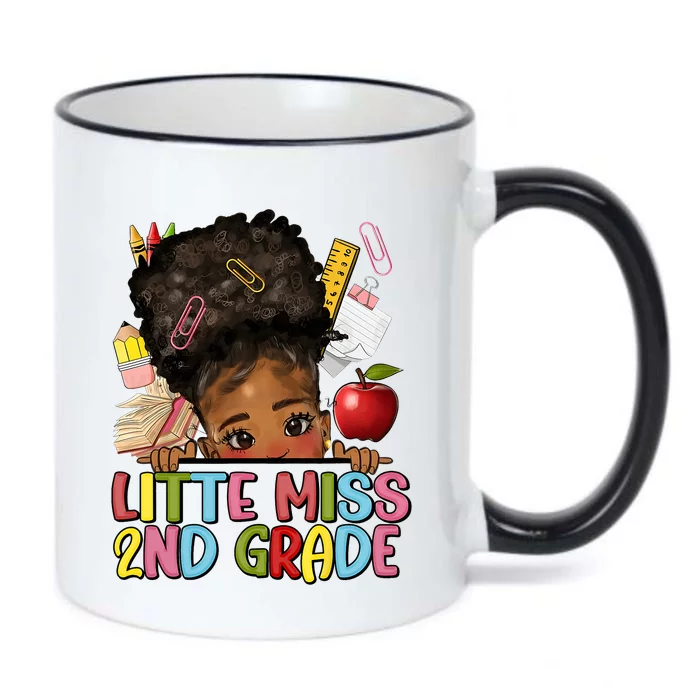 Little Miss Second Grade Back To School Messy Bun Afro Girl Black Color Changing Mug