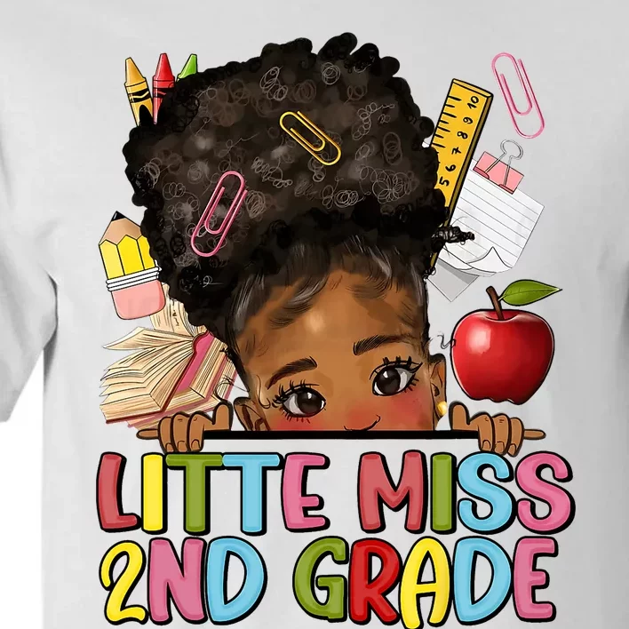 Little Miss Second Grade Back To School Messy Bun Afro Girl Tall T-Shirt