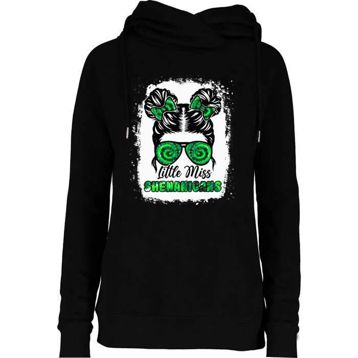 Little Miss Shenanigans St Patricks Day Womens Funnel Neck Pullover Hood