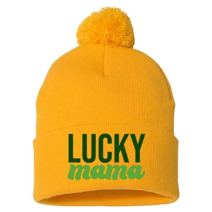 Lucky Mama St Patricks Day Pom Pom 12in Knit Beanie