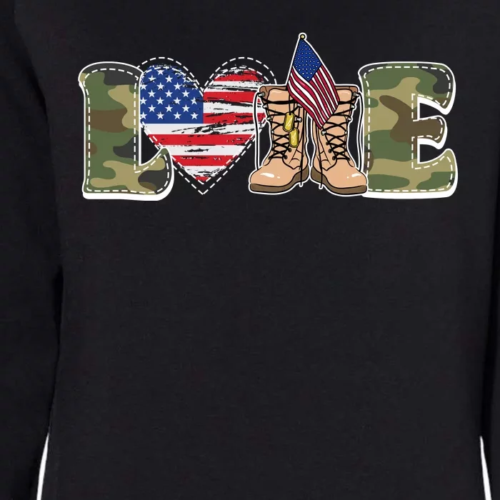 Love Military Support Your Troops And Arm Forces Womens California Wash Sweatshirt