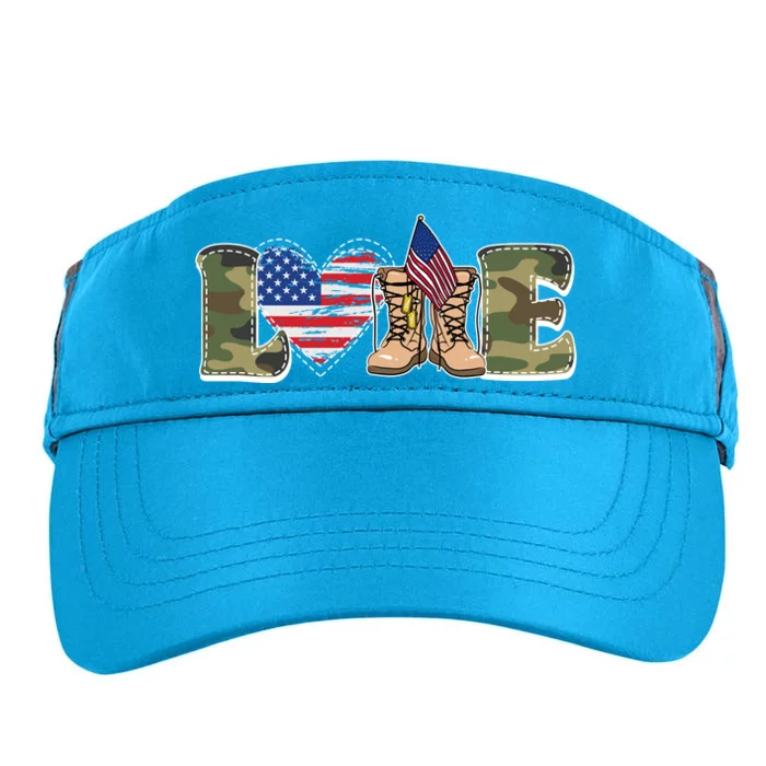 Love Military Support Your Troops And Arm Forces Adult Drive Performance Visor