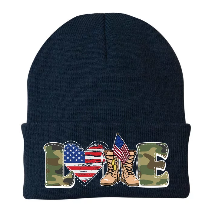 Love Military Support Your Troops And Arm Forces Knit Cap Winter Beanie