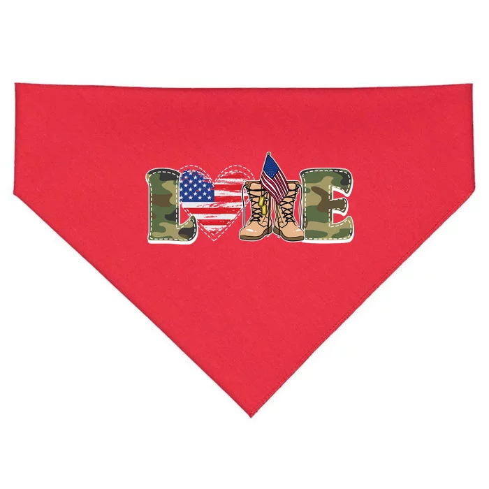 Love Military Support Your Troops And Arm Forces USA-Made Doggie Bandana