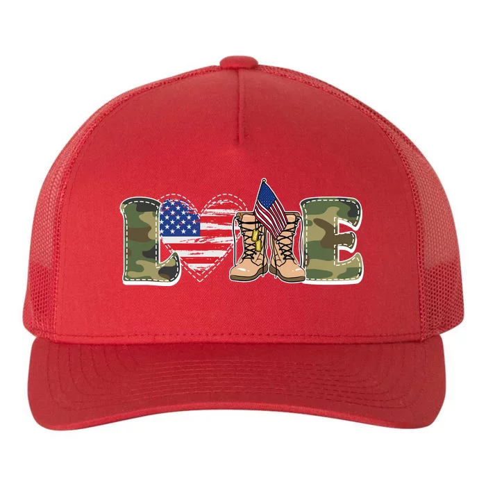 Love Military Support Your Troops And Arm Forces Yupoong Adult 5-Panel Trucker Hat