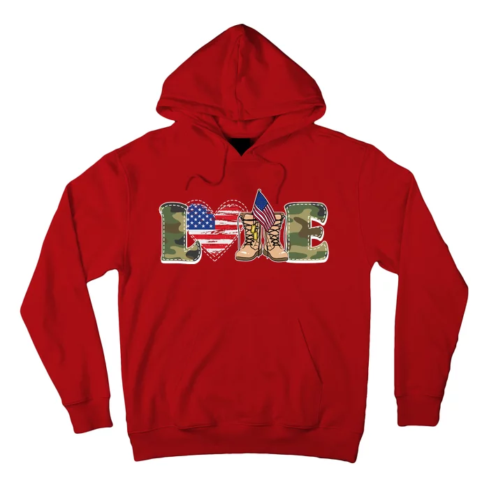 Love Military Support Your Troops And Arm Forces Hoodie